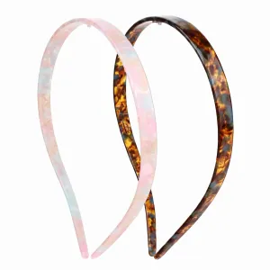 2 Pack Eyewear Headbands Comfortable Acetic Acid Hairbands for Women Designed for Glasses Wears Fashion Skinny Headbands(Purple,Brown)