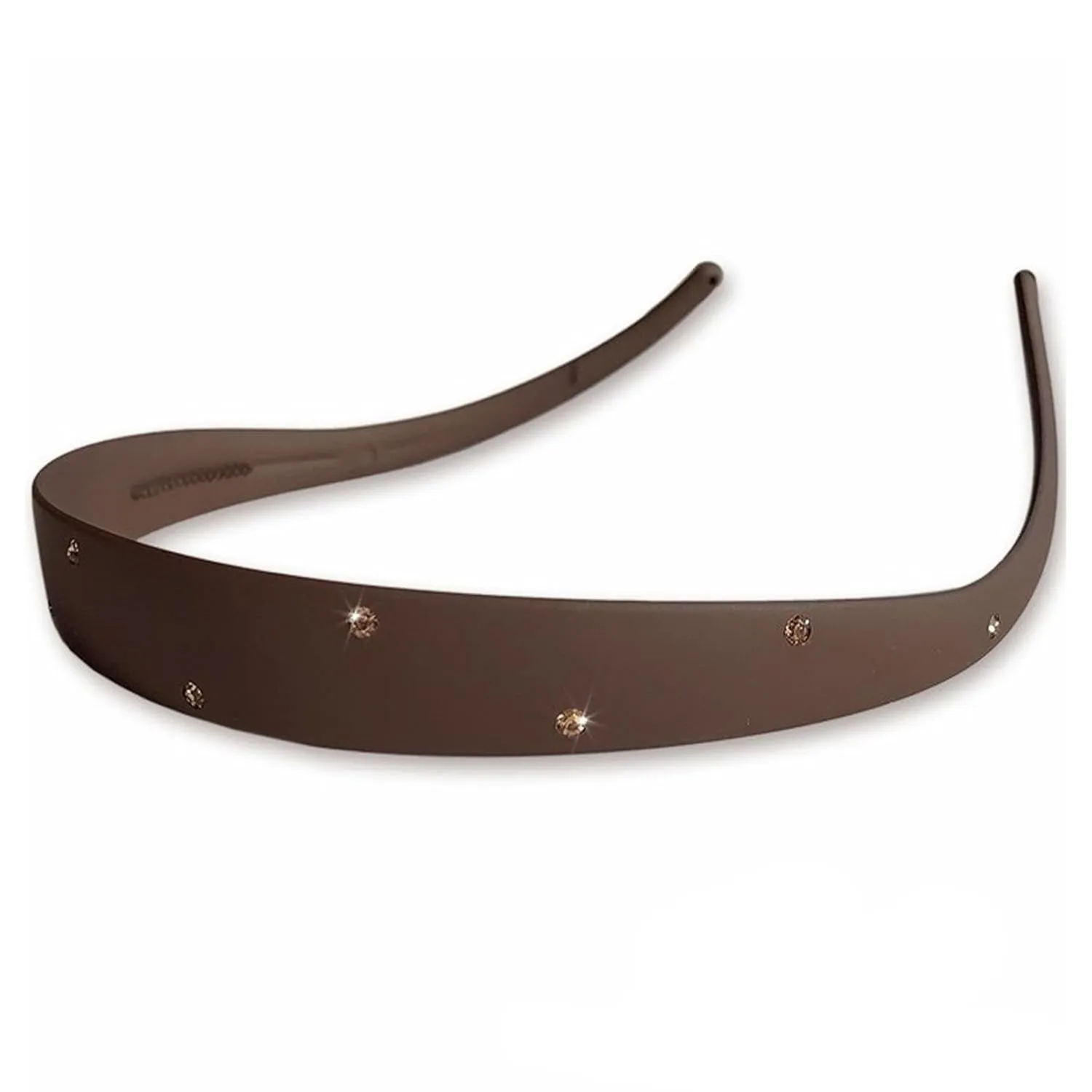2 Pack Rhinstone Plastic Headbands for Women, Headbands Designed for Eyewear, Fashion Skinny Headbands with Teeth(Black,Brown)