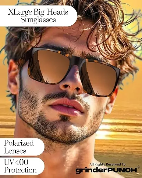 2 Pack XL Polarized Big Wide Frame Sports Driving Sunglasses (Black & Brown Polarized Lens,)
