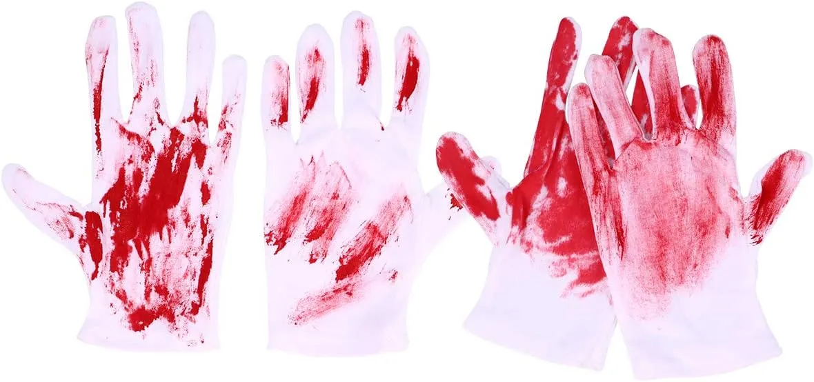 2 Pairs Gloves Ornament Halloween Tricky Decor Props for Haunted House Party Decoration