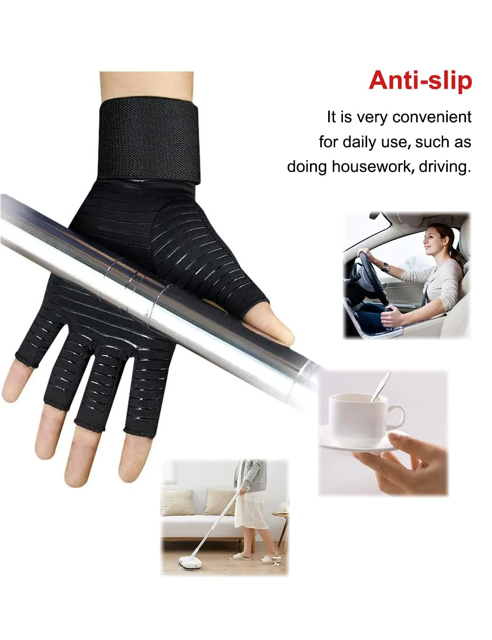 2 Pairs Wrist Support Arthritis Compression Gloves Raynauds Gloves Rheumatoid Osteoarthritis Carpal Tunnel -Relief Tendonitis Hand Pain (S-M) S-M