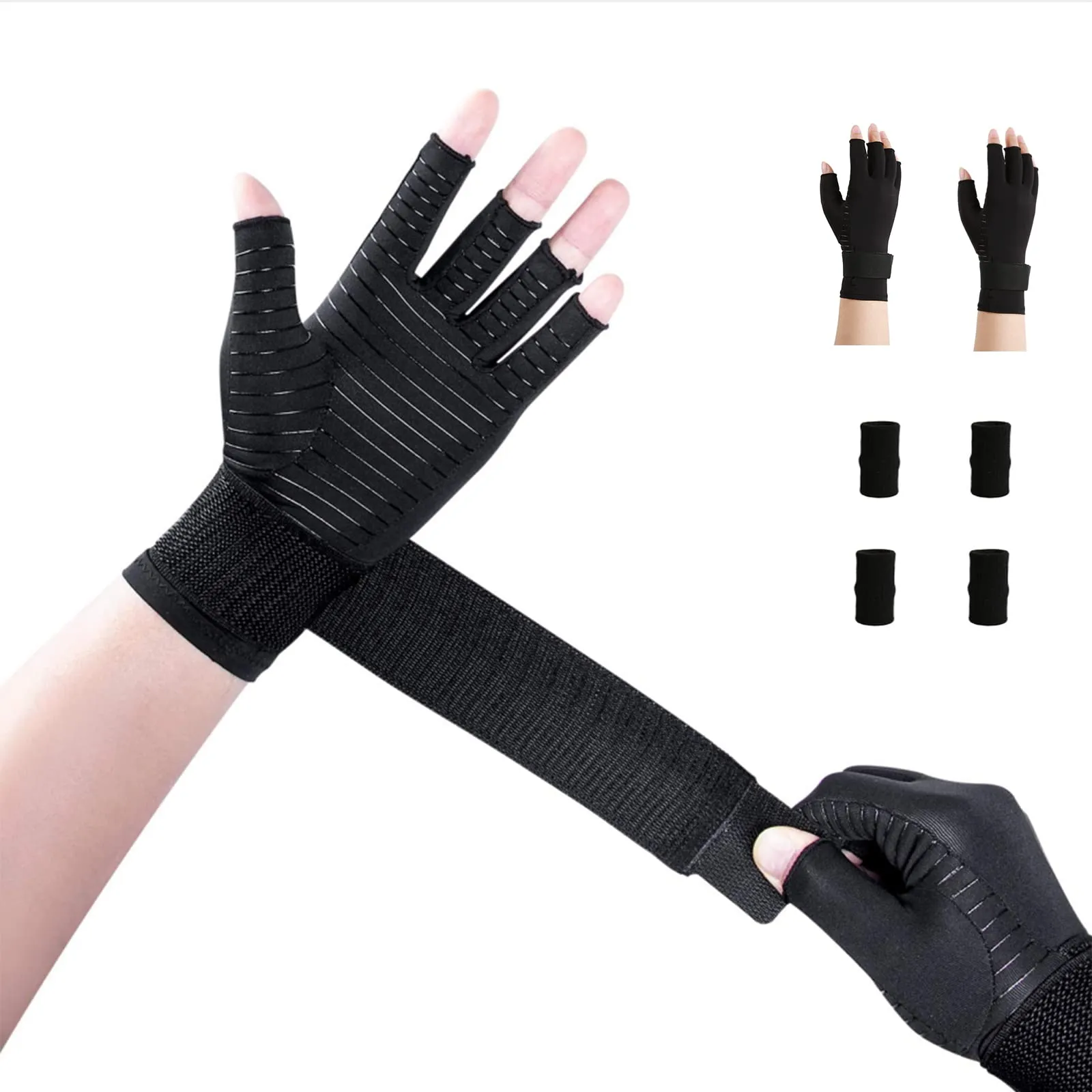 2 Pairs Wrist Support Arthritis Compression Gloves Raynauds Gloves Rheumatoid Osteoarthritis Carpal Tunnel -Relief Tendonitis Hand Pain (S-M) S-M