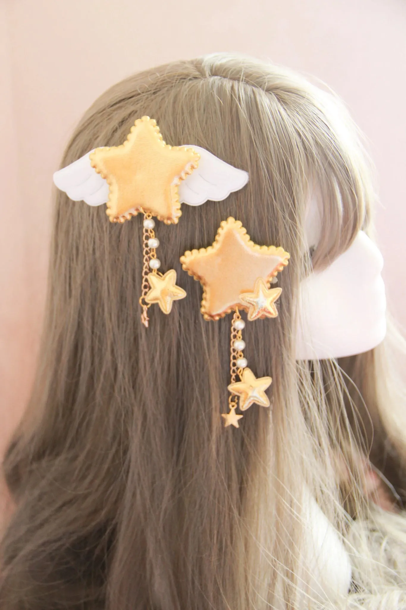 2 Pcs Kawaii Sweet Angle Star Tassels Cute Hair Clip