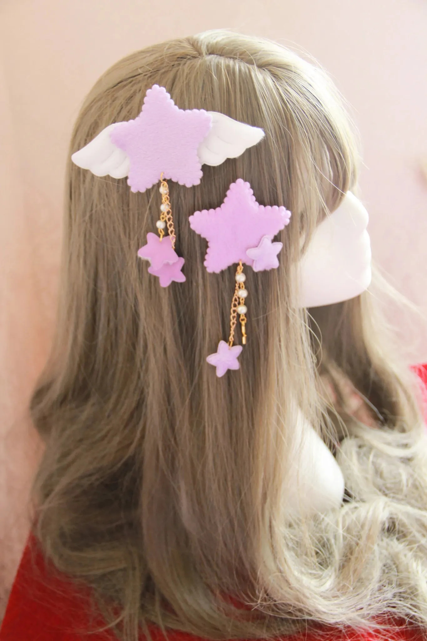 2 Pcs Kawaii Sweet Angle Star Tassels Cute Hair Clip