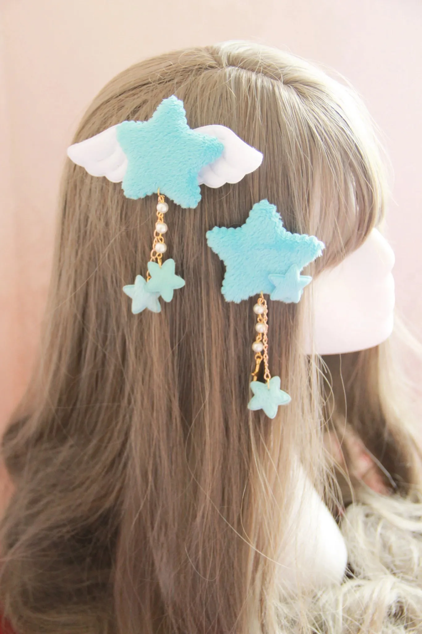 2 Pcs Kawaii Sweet Angle Star Tassels Cute Hair Clip