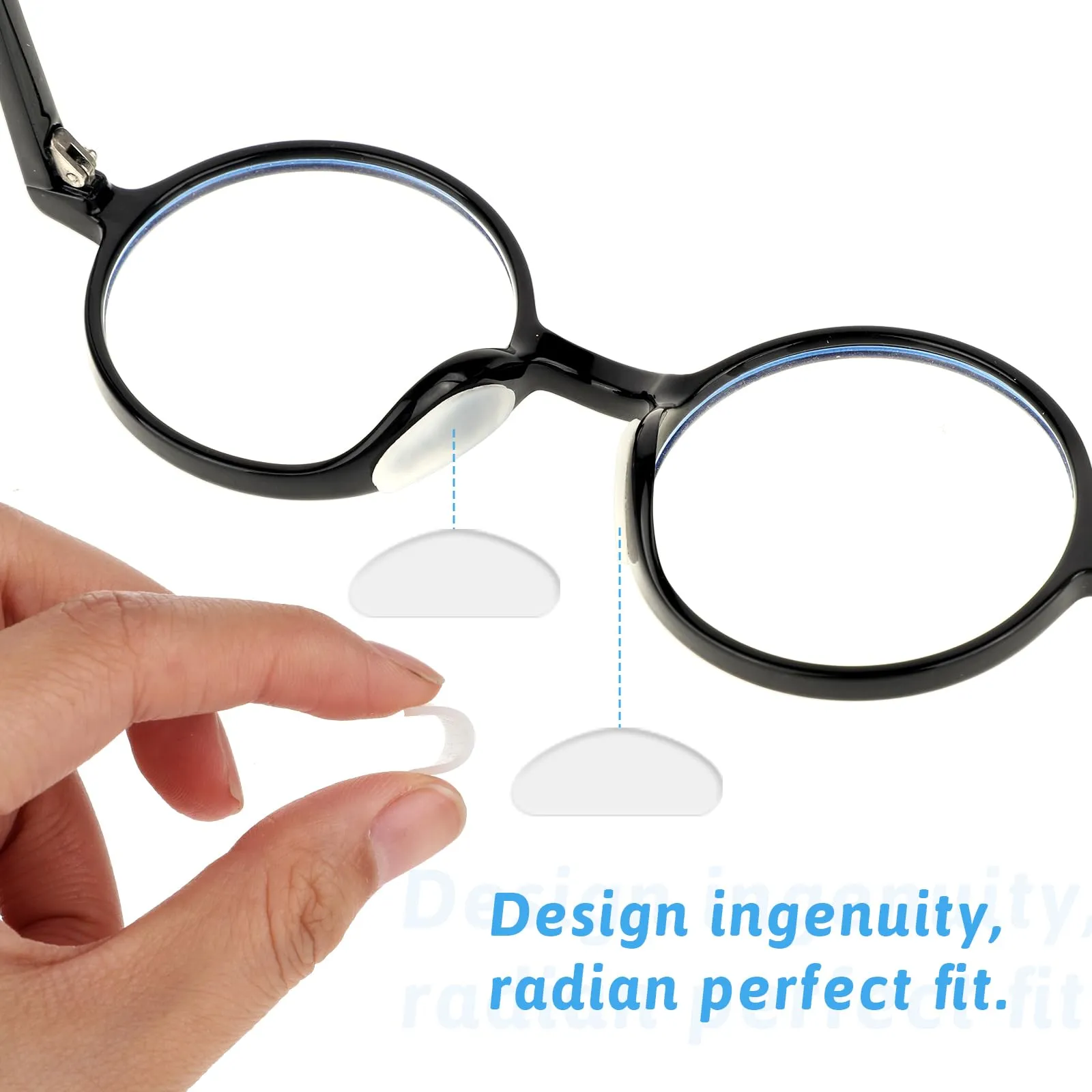 20 pairs of non-slip nose pads for glasses, silicone nose pads, non-slip glasses pads, self-adhesive nose pads for glasses, sunglasses, reading glasses (transparent, 1 mm)