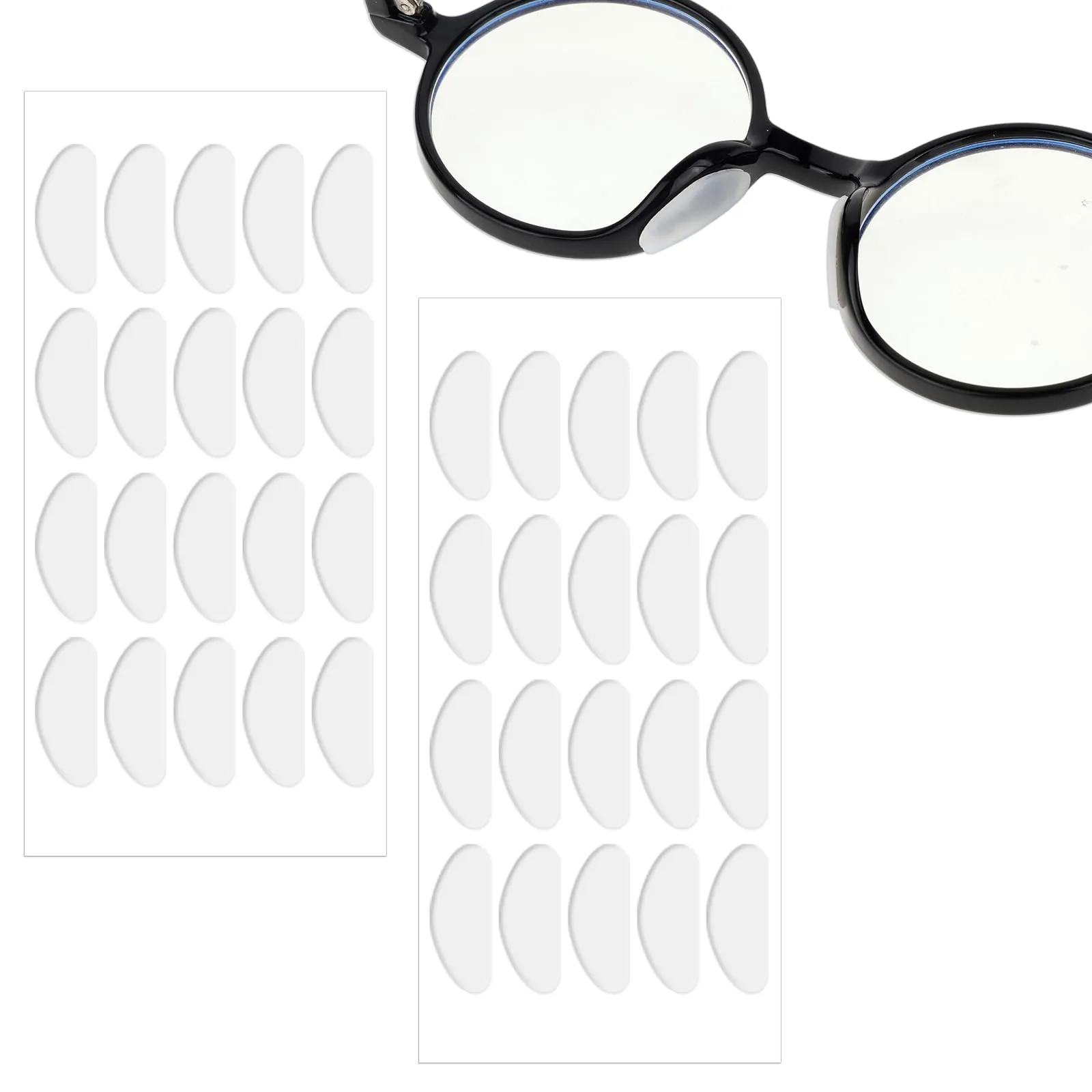 20 pairs of non-slip nose pads for glasses, silicone nose pads, non-slip glasses pads, self-adhesive nose pads for glasses, sunglasses, reading glasses (transparent, 1 mm)
