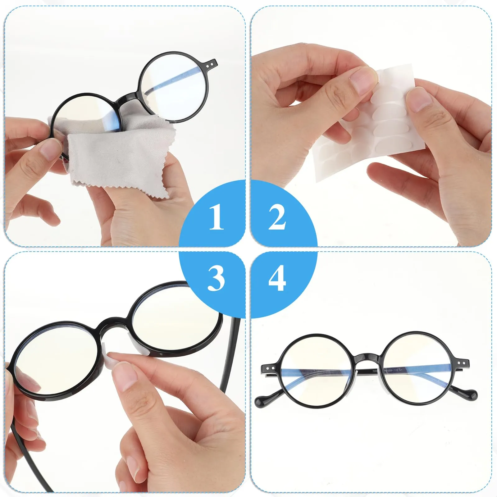 20 pairs of non-slip nose pads for glasses, silicone nose pads, non-slip glasses pads, self-adhesive nose pads for glasses, sunglasses, reading glasses (transparent, 1 mm)