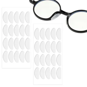 20 pairs of non-slip nose pads for glasses, silicone nose pads, non-slip glasses pads, self-adhesive nose pads for glasses, sunglasses, reading glasses (transparent, 1 mm)