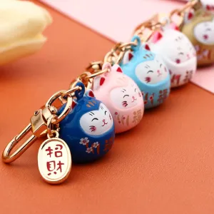 #205 3 PC lot high quality Copper Japanese Cute Lucky Cat Keychains  Key Chains handBag Charm Ornaments Pendant Keyring