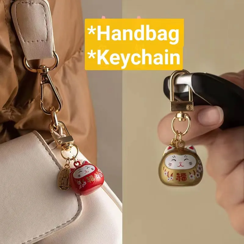 #205 3 PC lot high quality Copper Japanese Cute Lucky Cat Keychains  Key Chains handBag Charm Ornaments Pendant Keyring