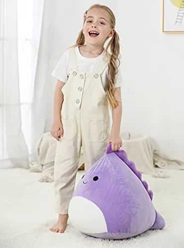 20in Plush Dino Pillow Toys , Cute Stuffed Dinosaur Animal Doll Soft Plushies, Ideal Gift for Boys & Girls (Purple)