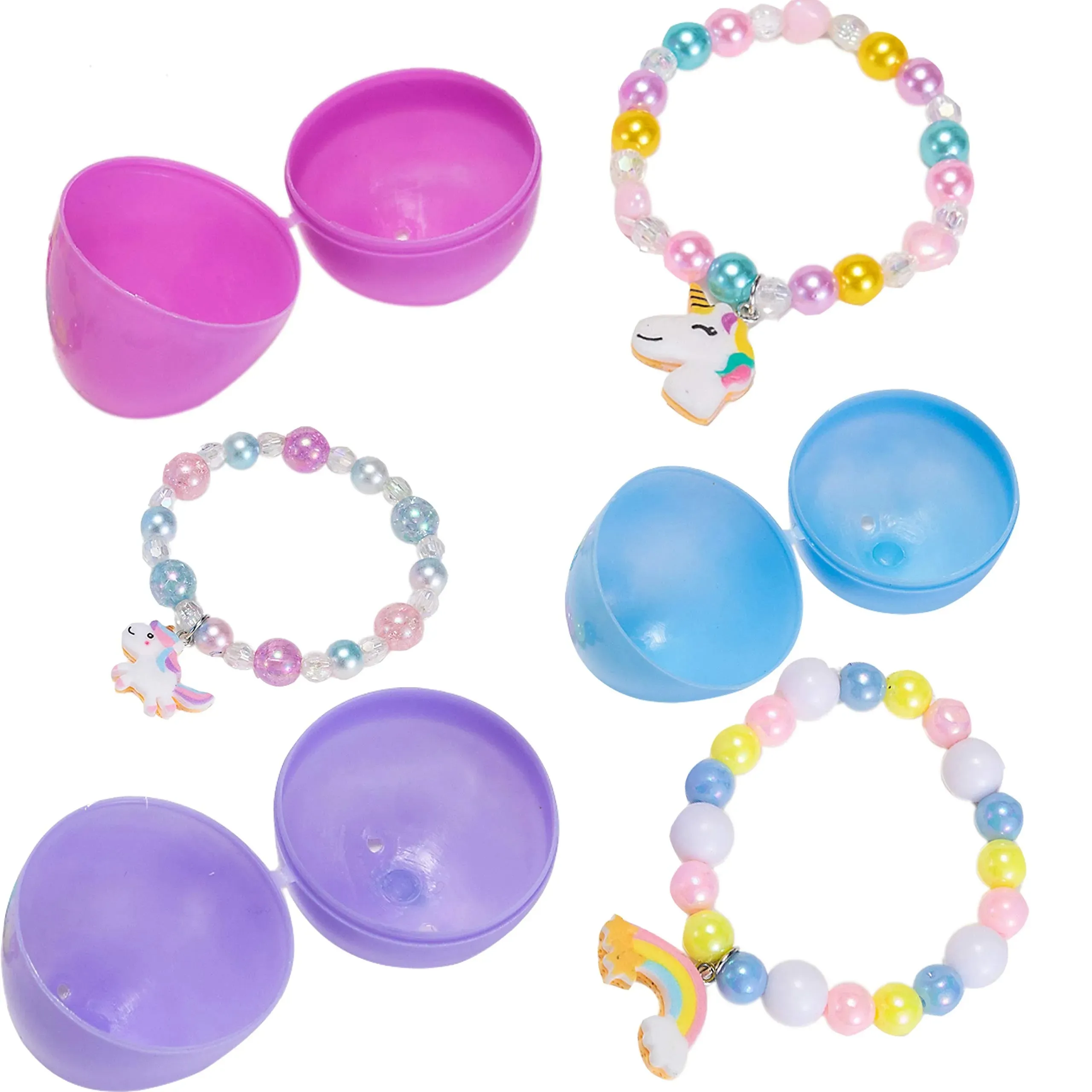24Pcs Unicorn Charm Bracelet Prefilled Easter Eggs
