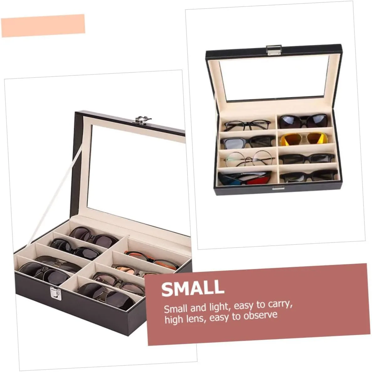 2pcs Box Luxury Sunglass Watch Storage Box Elegant Leather Watch Organizer Display Case for Men Space-saving Design