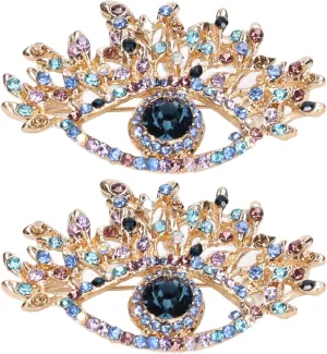 2Pcs Brooches for Women, Premium Alloy Blue Evil Eye Brooch For Wedding Party Christmas Decoration Gifts