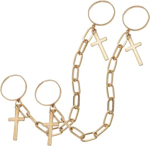 2Pcs Cross Pendant Chain Rings Elegant Gothic Jewelry for Women and Teen Comfortable Design for Daily Wear and Special Occasions Unique Fashion Accessory