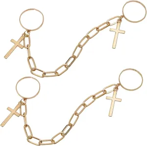 2pcs Cross Pendant Finger Chain Rings for Women Material Comfortable Daily Wear Jewelry Skin Friendly Teen and Special Occasions