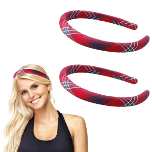 2PCS Plaid Headband, Red Plaid Headbands for Women Tartan Plaid Padded Headband Vintage Holiday Headbands Christmas Hair Accessories for Women Girls