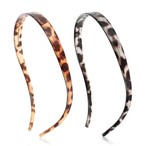 2Pcs Plastic Headbands Designed for Eyewear, No Headache Headband No Pressure Headbands for Women, Leopard Pattern Comfortable Sunglasses Headband with Teeth