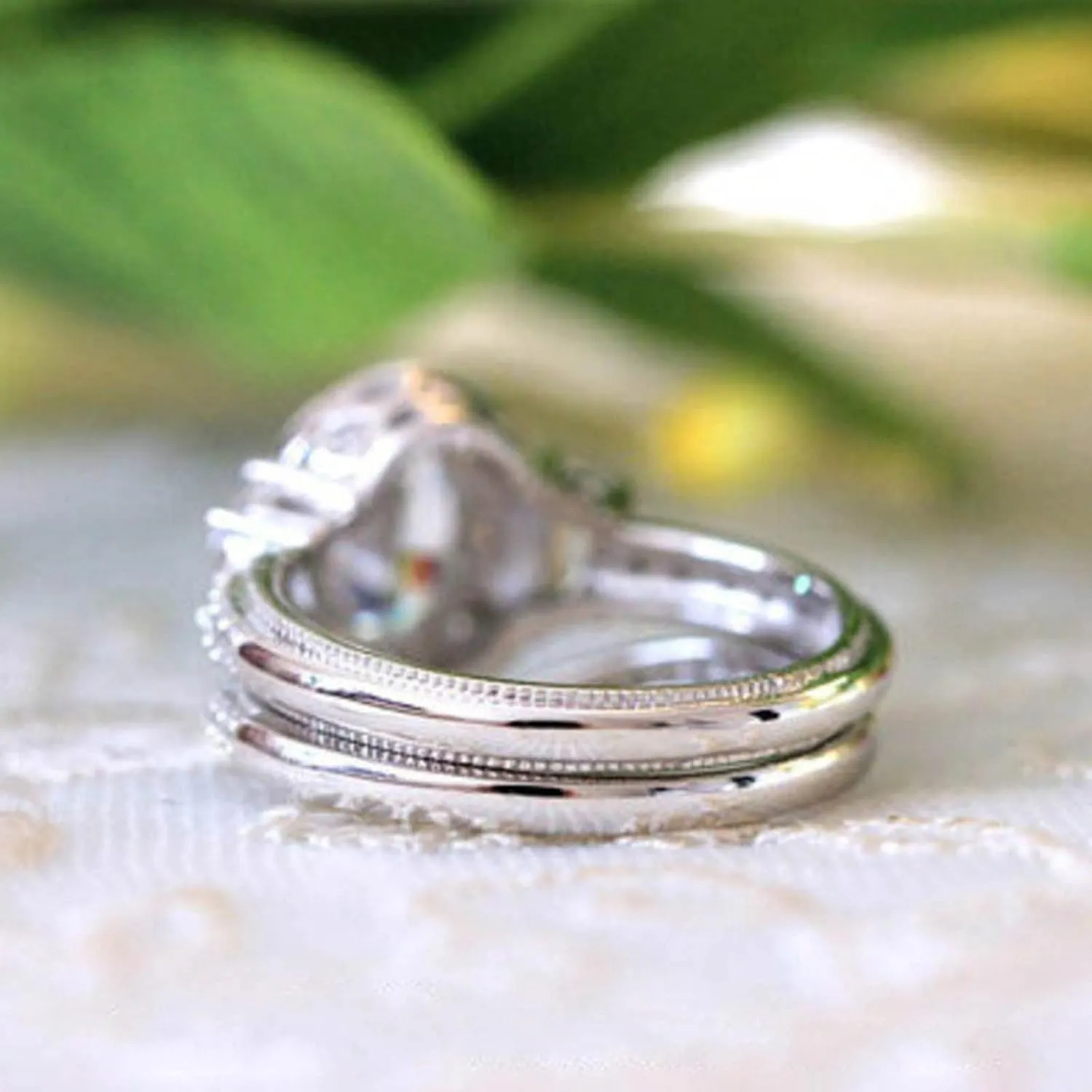 2pcs Women Inlaid Zircon Rings Set Exquisite Imitation Diamond Wedding Band Stackable Anniversary Ring (Silver, 9)