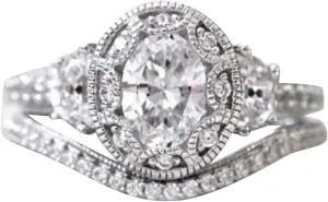 2pcs Women Inlaid Zircon Rings Set Exquisite Imitation Diamond Wedding Band Stackable Anniversary Ring (Silver, 9)