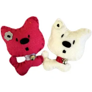2x Cute Cats Felt Brooches