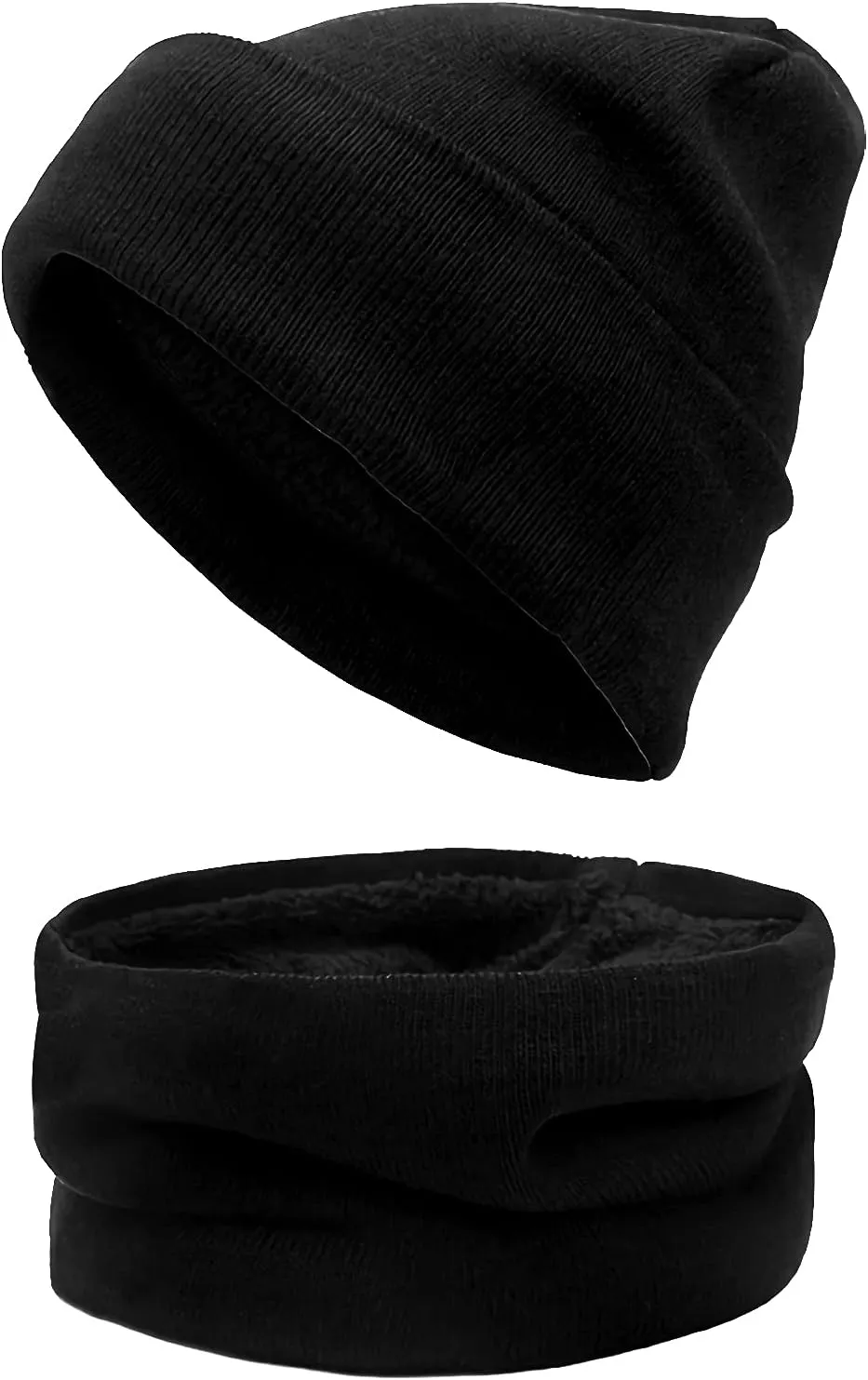 3-in-1 Unisex Beanie Hat Scarf Gloves Set Touchscreen Gloves Cap Neck Warmer Fleece Lined Warm Set Outdoor Sport