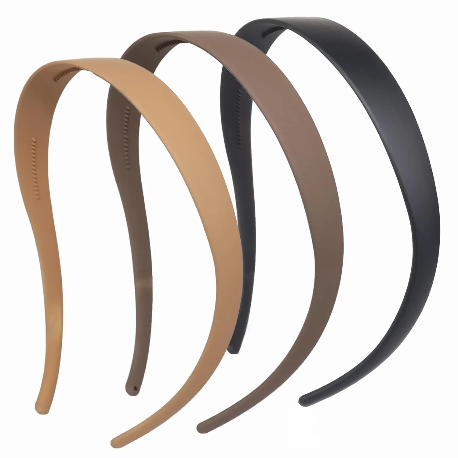 3 Pack Headbands Designed for Eyewear,Flex No Pressure Hairbands for Women Comfortable Plastic Headbands with Teeth Matte-Black,Khaki,Coffee