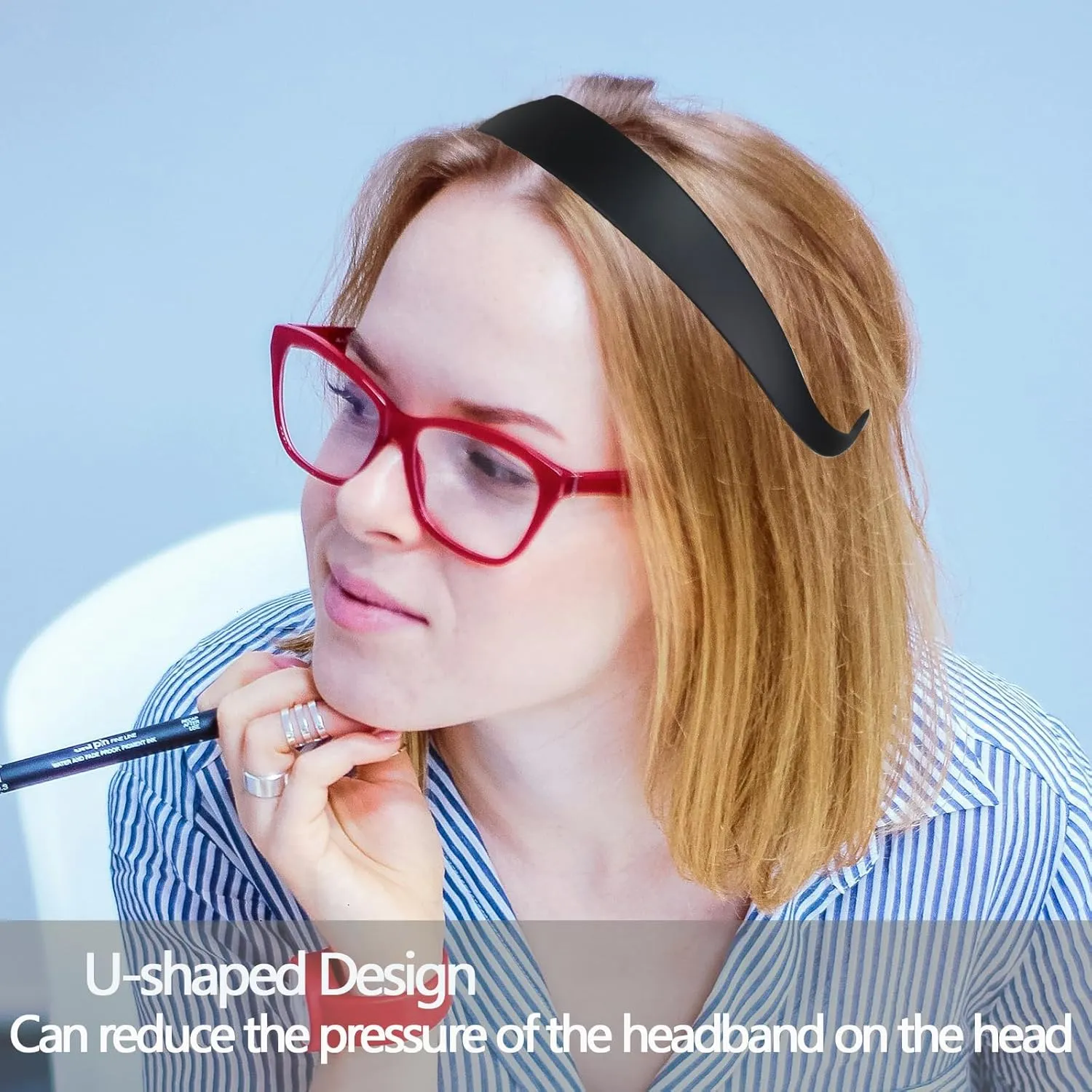 3 Pack Headbands Designed for Eyewear,Flex No Pressure Hairbands for Women Comfortable Plastic Headbands with Teeth Matte-Black,Khaki,Coffee