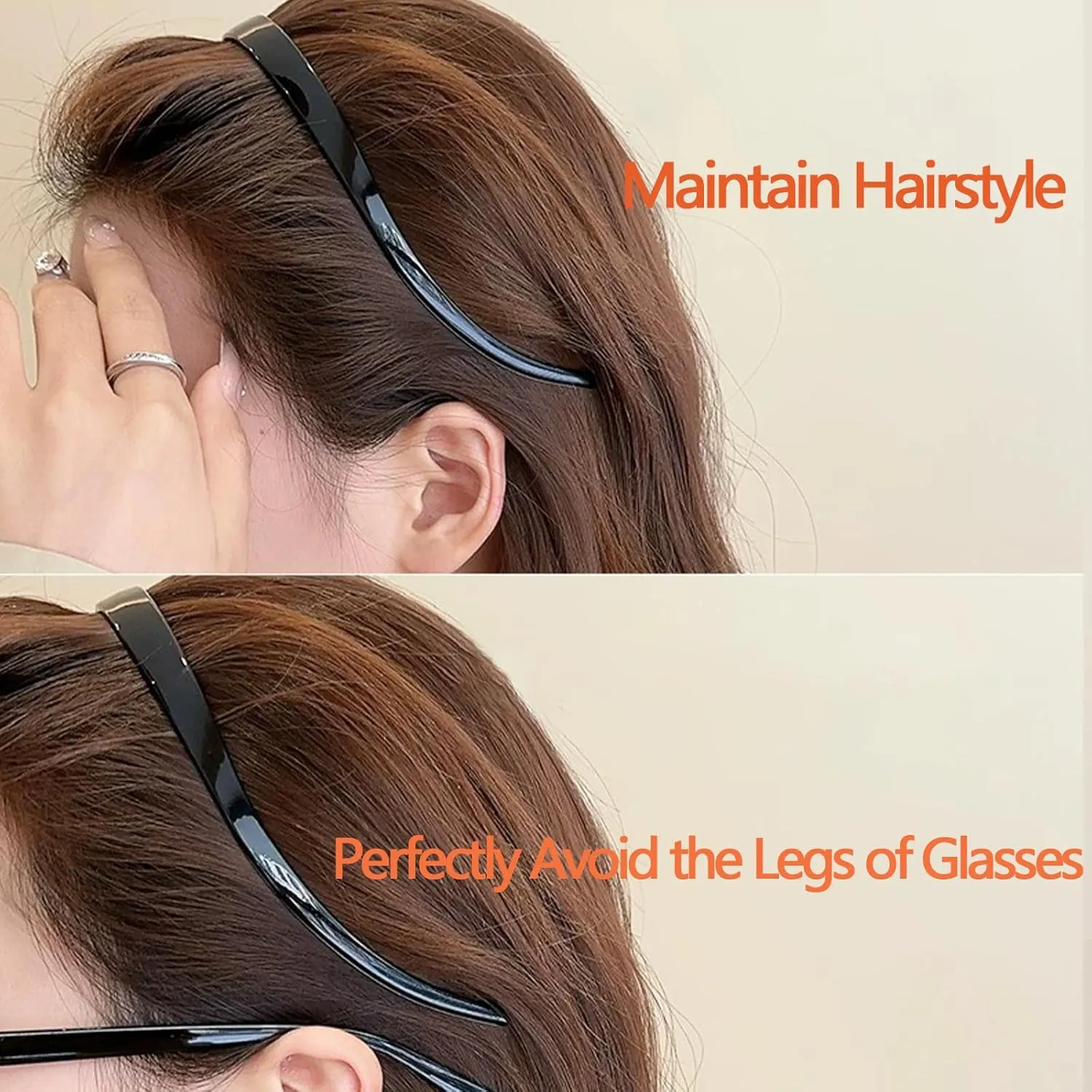 3 Pack Plastic Plain Headbands for Women, Headband Designed for Eyewear, Fashion Skinny Headbands-Bright Surfac