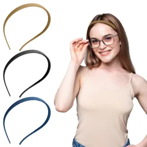 3 Pcs Headbands Designed for Eyewear, Flex No Pressure Headbands, Sunglass Headbands for Women No Headache Headband Plastic HairBand for Glasses Wearers Comfortable Hair Accessories with Teeth