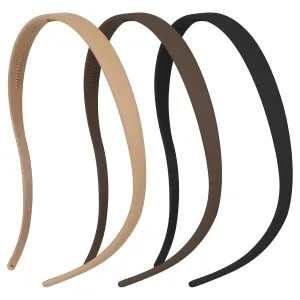 3 Pcs No Pressure Headbands for Women, Headbands for Glasses Wearers, Comfortable Sunglass Headband, Hair Band for Eyewear, No Headache Headband with Teeth, Matte Black Coffee Khaki