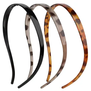 3 Pcs No Pressure Headbands for Women, Headbands for Glasses Wearers, Comfortable Sunglass Headbands, Hair Band for Eyewear, No Headache Headband with Teeth, Black, Tortoise, Grey