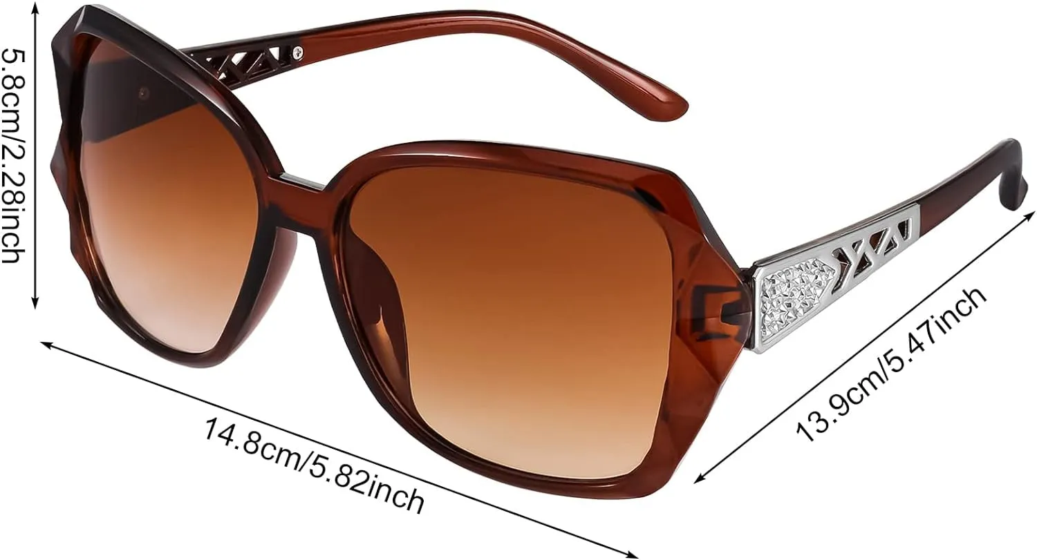 3 Pcs Women Large Sunglasses Vintage Fashion Ladies Sunglasses UV400 Oversized Sun Glasses Eyewear
