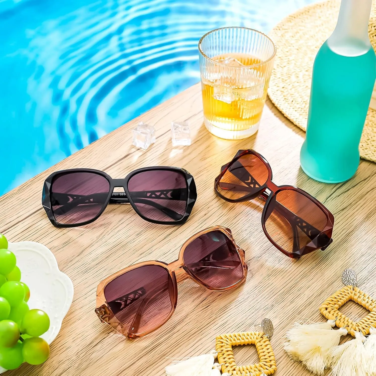 3 Pcs Women Large Sunglasses Vintage Fashion Ladies Sunglasses UV400 Oversized Sun Glasses Eyewear