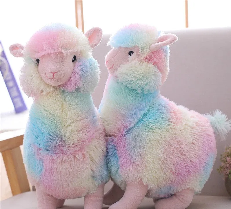 30cm Happy Plush Rainbow Alpaca