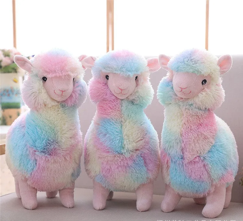 30cm Happy Plush Rainbow Alpaca