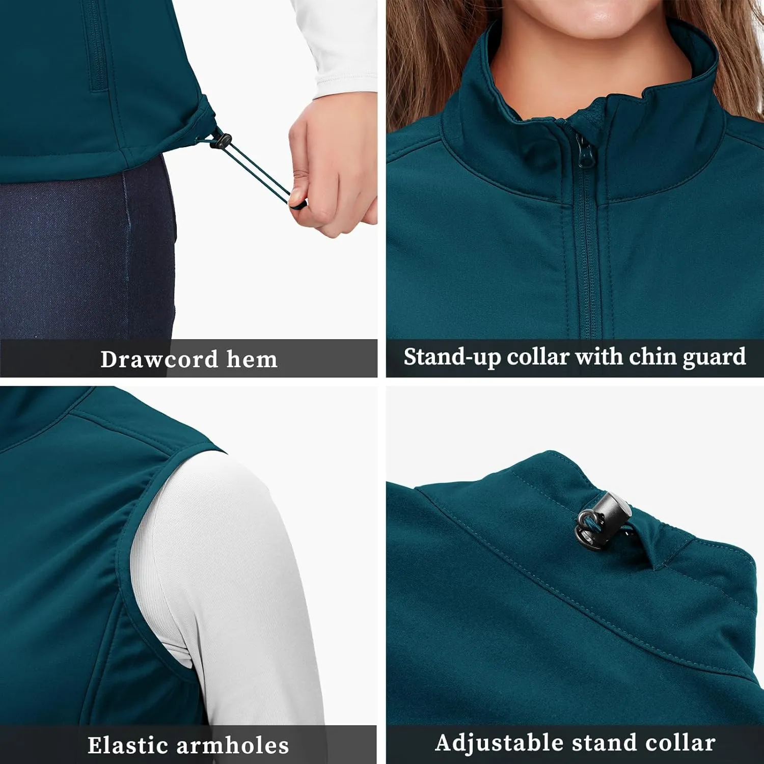 33,000ft Women's Running Vest Fleece Lined Zip Up Windproof Lightweight Softshell Vests Outerwear for Golf Hiking Sports