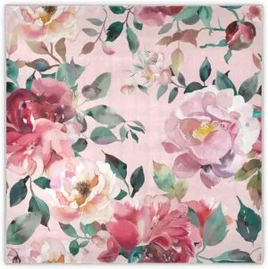 35" Square Neck Scarf Headscarf Lightweight Women Silk Like Curly Headband Tie Sleeping at Night Fashion Bandana Abstract Flower Blooming Design