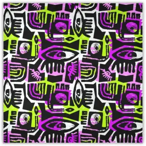 35" Square Neck Scarf Headscarf Lightweight Women Silk Like Curly Headband Tie Sleeping at Night Fashion Bandana Abstract Graffiti