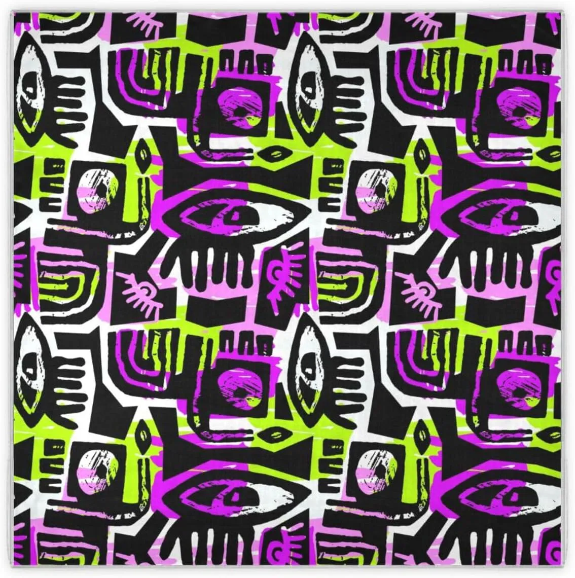 35" Square Neck Scarf Headscarf Lightweight Women Silk Like Curly Headband Tie Sleeping at Night Fashion Bandana Abstract Graffiti