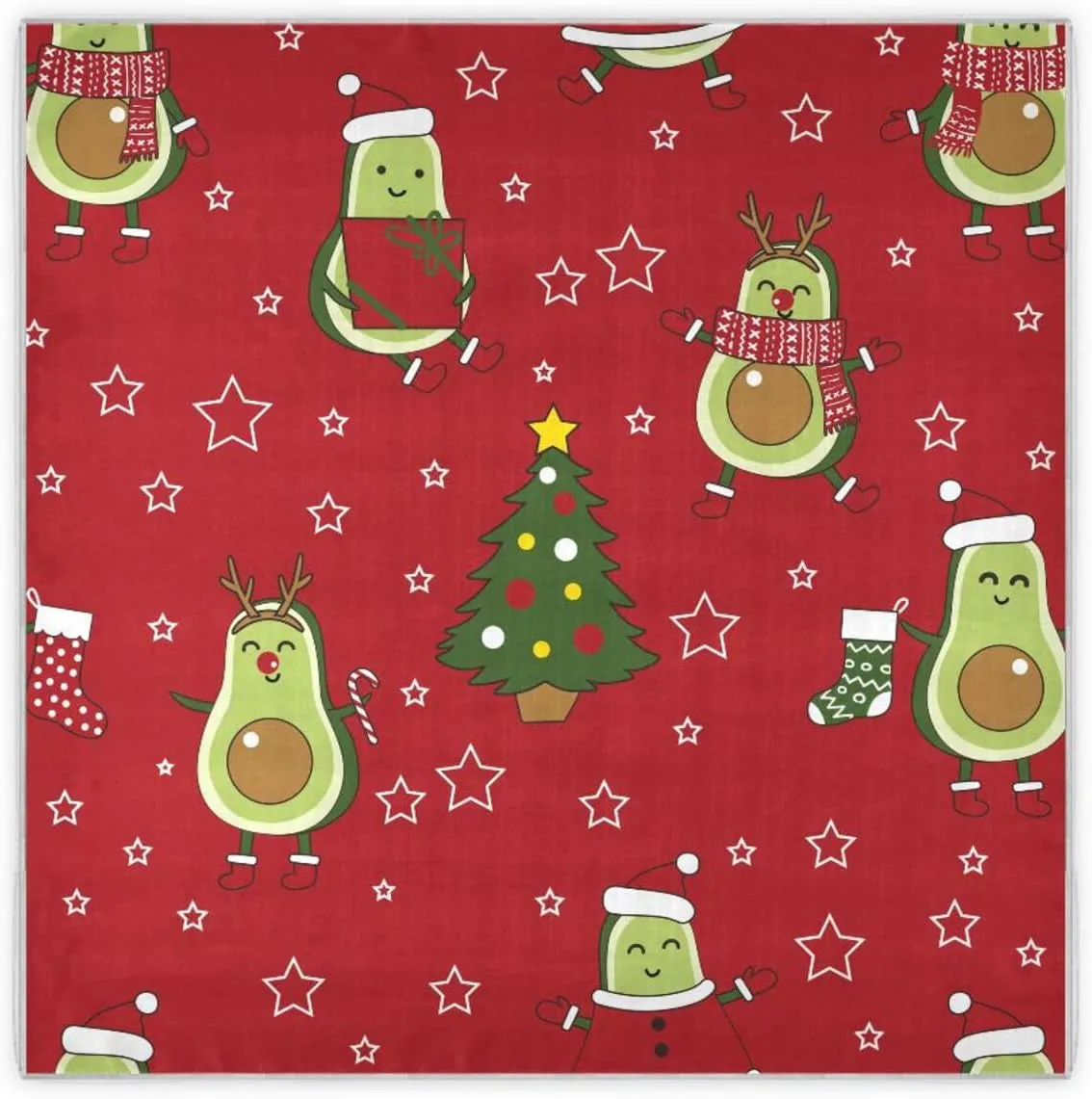 35" Square Neck Scarf Headscarf Lightweight Women Silk Like Curly Headband Tie Sleeping at Night Fashion Bandana Avocado Christmas