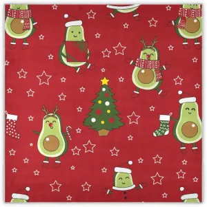 35" Square Neck Scarf Headscarf Lightweight Women Silk Like Curly Headband Tie Sleeping at Night Fashion Bandana Avocado Christmas