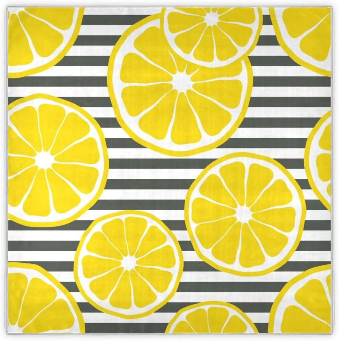 35" Square Neck Scarf Headscarf Lightweight Women Silk Like Curly Headband Tie Sleeping at Night Fashion Bandana Black Stripes Lemons