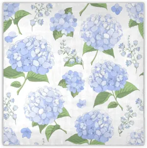 35" Square Neck Scarf Headscarf Lightweight Women Silk Like Curly Headband Tie Sleeping at Night Fashion Bandana Blue Hydrangea Flowers