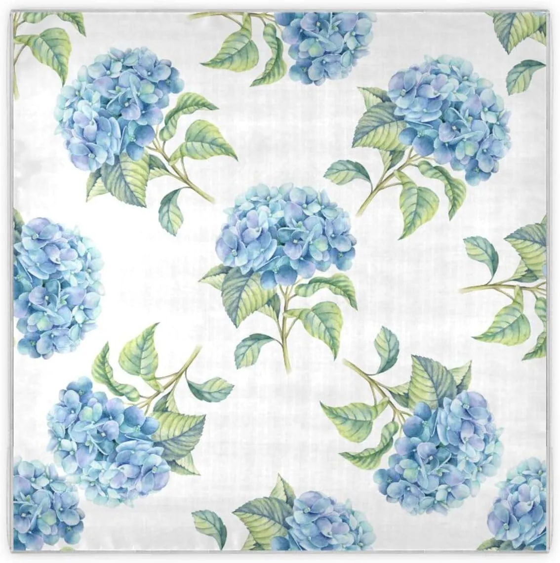 35" Square Neck Scarf Headscarf Lightweight Women Silk Like Curly Headband Tie Sleeping at Night Fashion Bandana Blue Watercolor Hydrangea