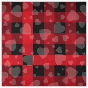 35" Square Neck Scarf Headscarf Lightweight Women Silk Like Curly Headband Tie Sleeping at Night Fashion Bandana Buffalo Check Plaid Red Heart