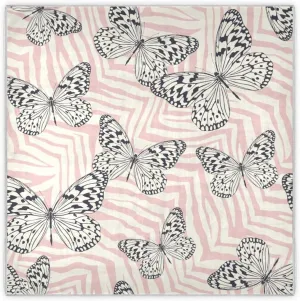 35" Square Neck Scarf Headscarf Lightweight Women Silk Like Curly Headband Tie Sleeping at Night Fashion Bandana Butterfly on Zebra Print
