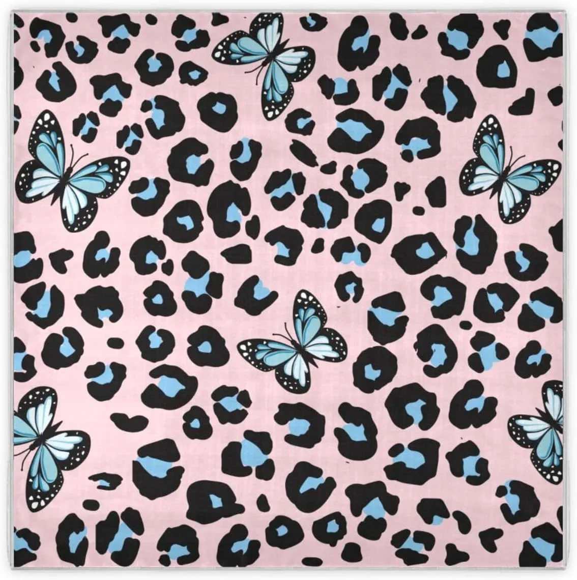 35" Square Neck Scarf Headscarf Lightweight Women Silk Like Curly Headband Tie Sleeping at Night Fashion Bandana Butterfly Wild Leopard