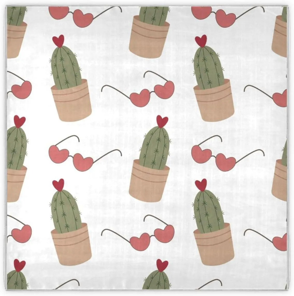 35" Square Neck Scarf Headscarf Lightweight Women Silk Like Curly Headband Tie Sleeping at Night Fashion Bandana Cactus and Sunglasses